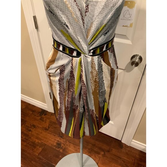 BCBG Max Azria "Ariana" Snakeskin Striped Twisted Dress w/ Cap Sleeves, Size XS - Picture 3 of 7
